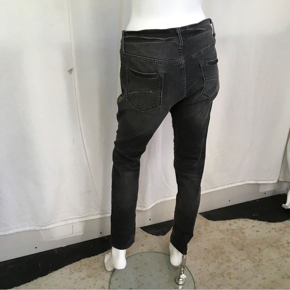 Driftwood Marilyn Black Denim Floral Embroidered Mid-Rise Skinny Jeans 31 - Picture 6 of 14